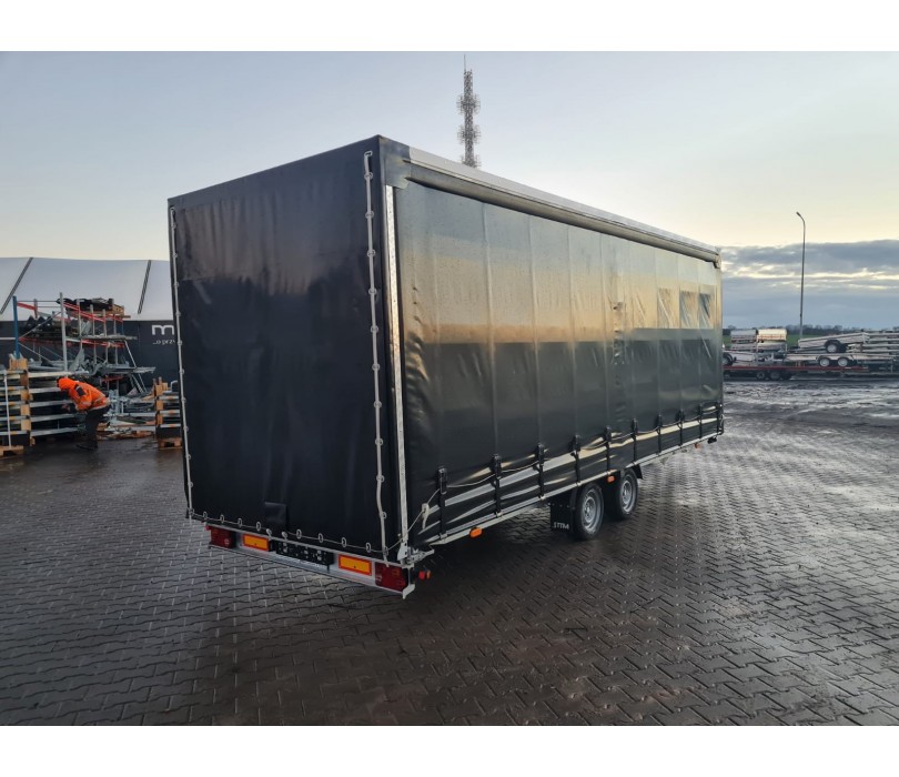 Remorque porte-voitures 620 x 210 x 240 cm avec rideaux coulissants sur 2 côtés, poids total autorisé en charge jusqu’à 3 500 kg, transporteur universel - Image 15