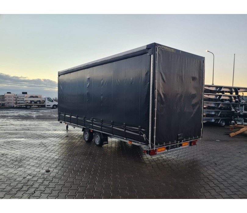 Remorque porte-voitures 620 x 210 x 240 cm avec rideaux coulissants sur 2 côtés, poids total autorisé en charge jusqu’à 3 500 kg, transporteur universel - Image 12