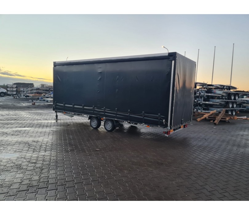 Remorque porte-voitures 620 x 210 x 240 cm avec rideaux coulissants sur 2 côtés, poids total autorisé en charge jusqu’à 3 500 kg, transporteur universel - Image 11