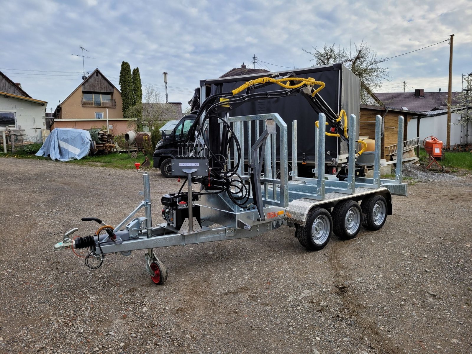 PKW Anhänger Holztransportanhänger HT353017-K mit Ladekran Jansen, Ladefläche (zwischen Rungen) ca. 3.00 x 1,49m - Image 7