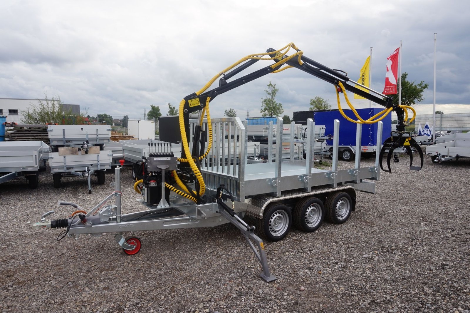 PKW Anhänger Holztransportanhänger HT353017-K mit Ladekran Jansen, Ladefläche (zwischen Rungen) ca. 3.00 x 1,49m - Image 4