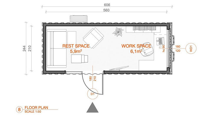 Conteneur bureau de 15 m² – clé en main - Image 3