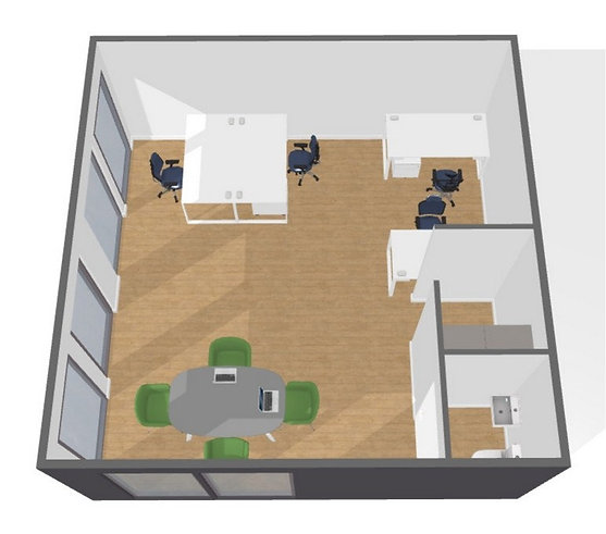 Conteneur social de bureau 6 × 6 m -36 m² avec WC et kitchenette - Image 7