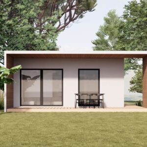 Maison modulaire clé en main de 67 m², architecture espagnole